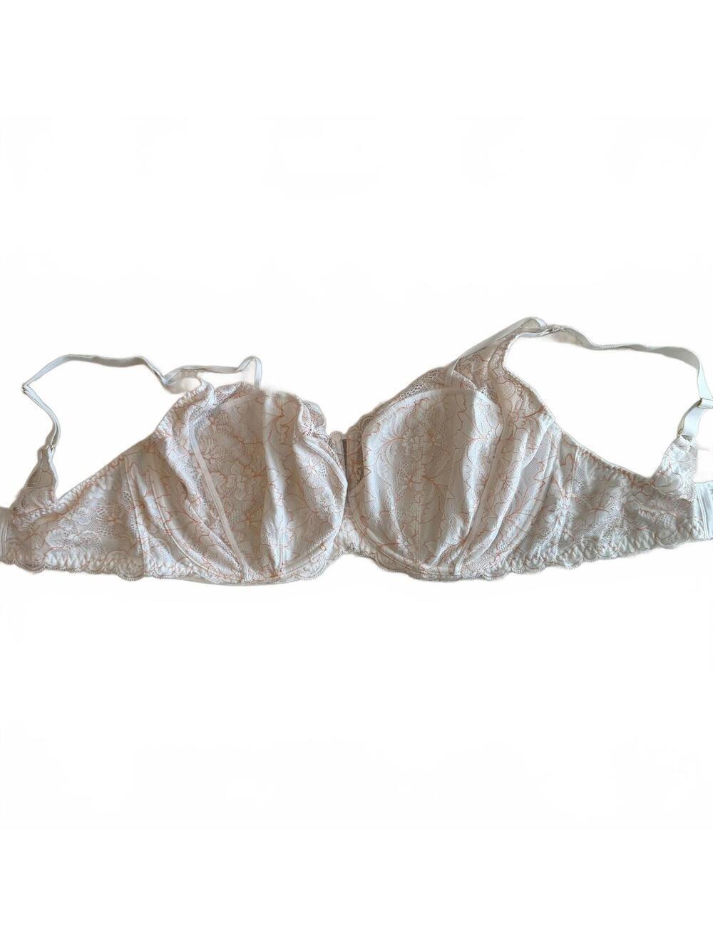 NWOT Bravissimo Amelia Lingerie Wired Balconette Bra Orange/White - 36J